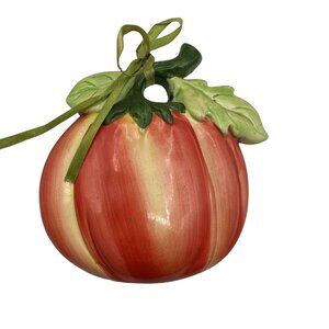 Pumpkin Wall Hanging Decoration Orange Green Ribbon Thanksgiving Autumn